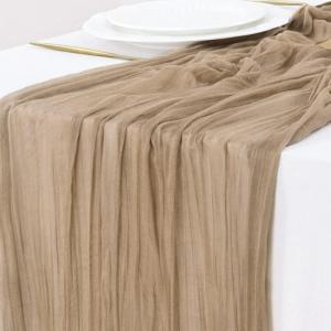 imageSocomi Nude Brown Cheesecloth Table Runner Fall Thanksgiving Boho Rustic Gauze 120 inch 10FT Cheese Cloth Runner for Wedding Party Baby Shower Birthday Home Decor Holiday DecorationsNude