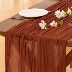 imageSocomi Nude Brown Cheesecloth Table Runner Fall Thanksgiving Boho Rustic Gauze 120 inch 10FT Cheese Cloth Runner for Wedding Party Baby Shower Birthday Home Decor Holiday DecorationsTerracotta