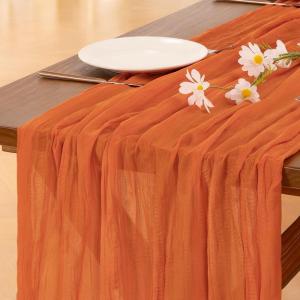 imageSocomi Nude Brown Cheesecloth Table Runner Fall Thanksgiving Boho Rustic Gauze 120 inch 10FT Cheese Cloth Runner for Wedding Party Baby Shower Birthday Home Decor Holiday DecorationsOrange
