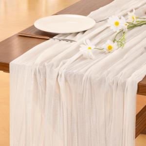 imageSocomi Nude Brown Cheesecloth Table Runner Fall Thanksgiving Boho Rustic Gauze 120 inch 10FT Cheese Cloth Runner for Wedding Party Baby Shower Birthday Home Decor Holiday DecorationsIvory