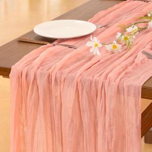 imageSocomi Nude Brown Cheesecloth Table Runner Fall Thanksgiving Boho Rustic Gauze 120 inch 10FT Cheese Cloth Runner for Wedding Party Baby Shower Birthday Home Decor Holiday DecorationsCoral