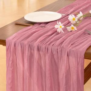 imageSocomi Nude Brown Cheesecloth Table Runner Fall Thanksgiving Boho Rustic Gauze 120 inch 10FT Cheese Cloth Runner for Wedding Party Baby Shower Birthday Home Decor Holiday DecorationsMauve