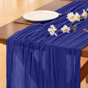 imageSocomi Nude Brown Cheesecloth Table Runner Fall Thanksgiving Boho Rustic Gauze 120 inch 10FT Cheese Cloth Runner for Wedding Party Baby Shower Birthday Home Decor Holiday DecorationsRoyal Blue