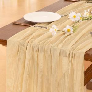 imageSocomi Nude Brown Cheesecloth Table Runner Fall Thanksgiving Boho Rustic Gauze 120 inch 10FT Cheese Cloth Runner for Wedding Party Baby Shower Birthday Home Decor Holiday DecorationsSand
