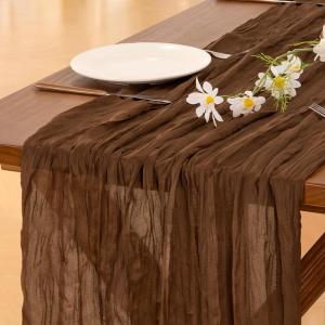 imageSocomi Nude Brown Cheesecloth Table Runner Fall Thanksgiving Boho Rustic Gauze 120 inch 10FT Cheese Cloth Runner for Wedding Party Baby Shower Birthday Home Decor Holiday DecorationsBrown