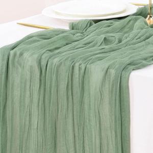 imageSocomi Nude Brown Cheesecloth Table Runner Fall Thanksgiving Boho Rustic Gauze 120 inch 10FT Cheese Cloth Runner for Wedding Party Baby Shower Birthday Home Decor Holiday DecorationsSage Green