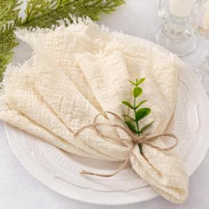 imageSocomi Set of 12 Linen Napkins Caramel Easter Spring Cloth Napkins Washable Fringe 17quotx17quot for Wedding Party Bridal Baby Shower Birthday Table DecorationsBeige