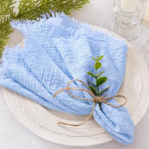 imageSocomi Set of 12 Linen Napkins Caramel Easter Spring Cloth Napkins Washable Fringe 17quotx17quot for Wedding Party Bridal Baby Shower Birthday Table DecorationsBlue