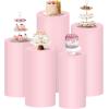 imageSocomi Cylinder Pedestal Stand Covers Spandex Flexible Display Box Stand Covers for Birthday Party Wedding Baby Shower Decoration Only Stand Covers Included Set of 3 BlackPink