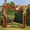 imageSocomi Wedding Arch Draping Fabric 3 Panels 29quot x 19Ft White Sheer Chiffon Curtain Drapes 6 Yards for Wedding Ceremony Birthday Party DecorationTerracotta