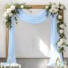 imageSocomi Wedding Arch Draping Fabric 3 Panels 29quot x 19Ft White Sheer Chiffon Curtain Drapes 6 Yards for Wedding Ceremony Birthday Party DecorationBaby Blue