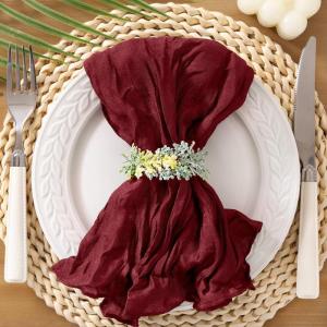 imageSocomi Black Cheesecloth Napkins Fall Thanksgiving Cheese Cloths Gauze Set of 24 Boho Washable Dinner Table Napkins for Wedding Party Baby Shower Birthday Party DecorBurgundy