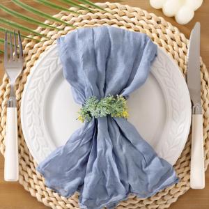 imageSocomi Black Cheesecloth Napkins Fall Thanksgiving Cheese Cloths Gauze Set of 24 Boho Washable Dinner Table Napkins for Wedding Party Baby Shower Birthday Party DecorDusty Blue