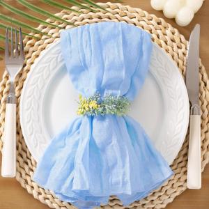 imageSocomi Black Cheesecloth Napkins Fall Thanksgiving Cheese Cloths Gauze Set of 24 Boho Washable Dinner Table Napkins for Wedding Party Baby Shower Birthday Party DecorSky Blue