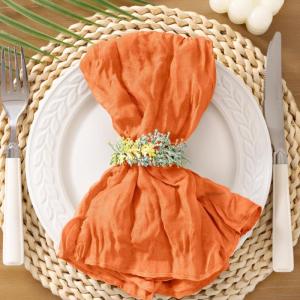 imageSocomi Black Cheesecloth Napkins Fall Thanksgiving Cheese Cloths Gauze Set of 24 Boho Washable Dinner Table Napkins for Wedding Party Baby Shower Birthday Party DecorOrange