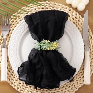 imageSocomi Black Cheesecloth Napkins Fall Thanksgiving Cheese Cloths Gauze Set of 24 Boho Washable Dinner Table Napkins for Wedding Party Baby Shower Birthday Party DecorBlack