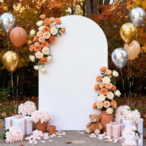 imageSocomi Blue Wedding Arch Backdrop Cover Spandex 72FT Fitted Stretchy Chiara Arches Stand Covers for Birthday Party Bridal Baby Shower Ceremony Banquet DecorationWhite