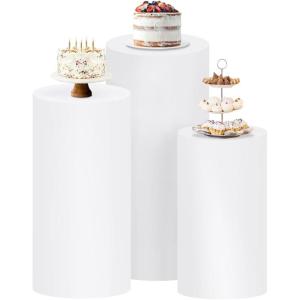 imageSocomi Cylinder Pedestal Stand Covers Spandex Flexible Display Box Stand Covers for Birthday Party Wedding Baby Shower Decoration Only Stand Covers Included Set of 3 BlackWhite