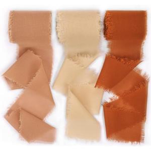 imageSocomi Dusty Rose Handmade Fringe Chiffon Silk Ribbon 134quot x 7Yd 4 Rolls Frayed Ribbons for Wedding Invitations Bridal Bouquets WrappingTerraotta Set