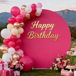 imageSocomi Round Arch Cover Spandex Fitted Arch Stand Covers Round Balloon Top Chiara for Wedding Birthday Party Baby Shower Ceremony Decoration Black 72FTFuchsia