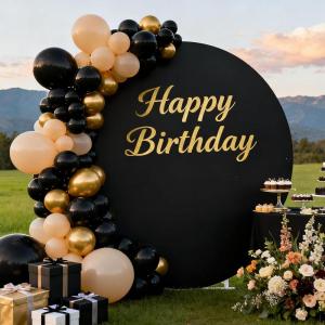 imageSocomi Round Arch Cover Spandex Fitted Arch Stand Covers Round Balloon Top Chiara for Wedding Birthday Party Baby Shower Ceremony Decoration Black 72FTBlack