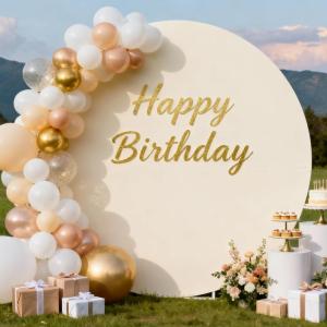 imageSocomi Round Arch Cover Spandex Fitted Arch Stand Covers Round Balloon Top Chiara for Wedding Birthday Party Baby Shower Ceremony Decoration Black 72FTBeige