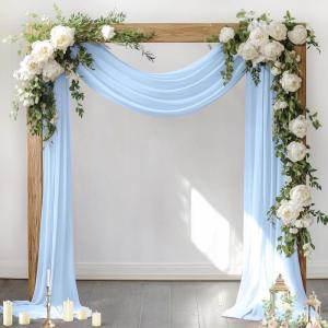 imageSocomi Wedding Arch Draping Fabric 3 Panels 29quot x 19Ft White Sheer Chiffon Curtain Drapes 6 Yards for Wedding Ceremony Birthday Party DecorationBaby Blue