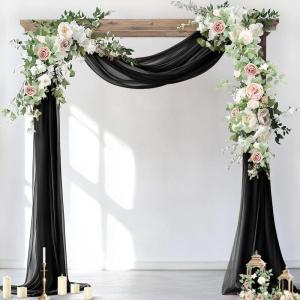 imageSocomi Wedding Arch Draping Fabric 3 Panels 29quot x 19Ft White Sheer Chiffon Curtain Drapes 6 Yards for Wedding Ceremony Birthday Party DecorationBlack