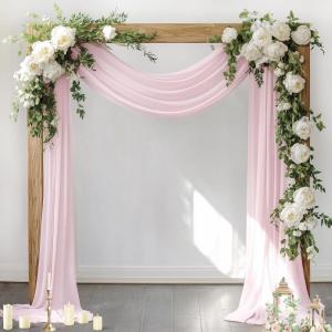 imageSocomi Wedding Arch Draping Fabric 3 Panels 29quot x 19Ft White Sheer Chiffon Curtain Drapes 6 Yards for Wedding Ceremony Birthday Party DecorationBlush Pink