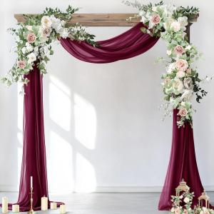 imageSocomi Wedding Arch Draping Fabric 3 Panels 29quot x 19Ft White Sheer Chiffon Curtain Drapes 6 Yards for Wedding Ceremony Birthday Party DecorationBurgundy Red