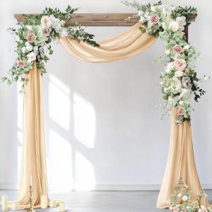 imageSocomi Wedding Arch Draping Fabric 3 Panels 29quot x 19Ft White Sheer Chiffon Curtain Drapes 6 Yards for Wedding Ceremony Birthday Party DecorationChampagne Gold
