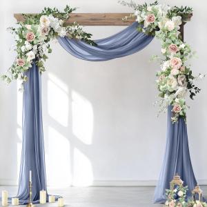 imageSocomi Wedding Arch Draping Fabric 3 Panels 29quot x 19Ft White Sheer Chiffon Curtain Drapes 6 Yards for Wedding Ceremony Birthday Party DecorationDusty Blue