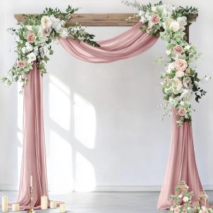 imageSocomi Wedding Arch Draping Fabric 3 Panels 29quot x 19Ft White Sheer Chiffon Curtain Drapes 6 Yards for Wedding Ceremony Birthday Party DecorationDusty Rose