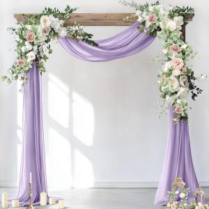 imageSocomi Wedding Arch Draping Fabric 3 Panels 29quot x 19Ft White Sheer Chiffon Curtain Drapes 6 Yards for Wedding Ceremony Birthday Party DecorationLavender Purple