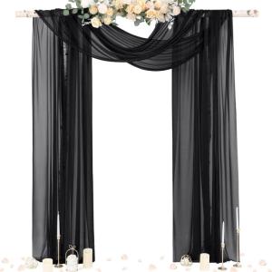 imageSocomi White Sheer Wedding Arch Draping Fabric 29quot x 20Ft 1 Panel Outdoor Curtain Drapes Extra Long for Bridal Baby Shower Ceremony Birthday Party DecorBlack