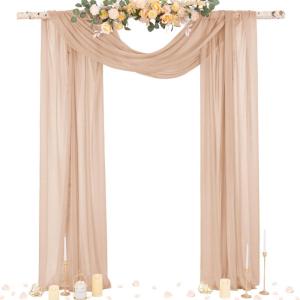 imageSocomi White Sheer Wedding Arch Draping Fabric 29quot x 20Ft 1 Panel Outdoor Curtain Drapes Extra Long for Bridal Baby Shower Ceremony Birthday Party DecorNude