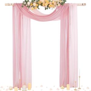 imageSocomi White Sheer Wedding Arch Draping Fabric 29quot x 20Ft 1 Panel Outdoor Curtain Drapes Extra Long for Bridal Baby Shower Ceremony Birthday Party DecorDusty Rose  Blush Pink
