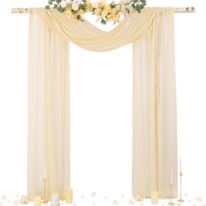imageSocomi White Sheer Wedding Arch Draping Fabric 29quot x 20Ft 1 Panel Outdoor Curtain Drapes Extra Long for Bridal Baby Shower Ceremony Birthday Party DecorChampagne