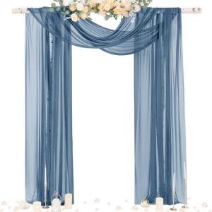 imageSocomi White Sheer Wedding Arch Draping Fabric 29quot x 20Ft 1 Panel Outdoor Curtain Drapes Extra Long for Bridal Baby Shower Ceremony Birthday Party DecorDusty Blue
