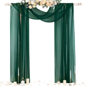 imageSocomi White Sheer Wedding Arch Draping Fabric 29quot x 20Ft 1 Panel Outdoor Curtain Drapes Extra Long for Bridal Baby Shower Ceremony Birthday Party DecorEmerald Green