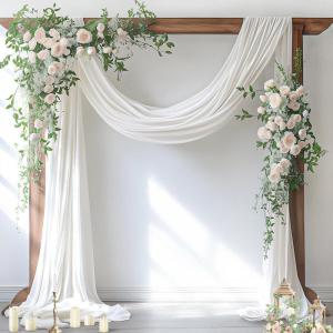 imageSocomi White Sheer Wedding Arch Draping Fabric 29quot x 20Ft 1 Panel Outdoor Curtain Drapes Extra Long for Bridal Baby Shower Ceremony Birthday Party DecorCream Ivory