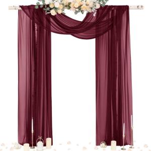 imageSocomi White Sheer Wedding Arch Draping Fabric 29quot x 20Ft 1 Panel Outdoor Curtain Drapes Extra Long for Bridal Baby Shower Ceremony Birthday Party DecorBurgundy