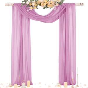 imageSocomi White Sheer Wedding Arch Draping Fabric 29quot x 20Ft 1 Panel Outdoor Curtain Drapes Extra Long for Bridal Baby Shower Ceremony Birthday Party DecorPurple