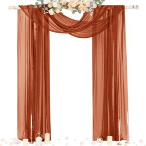 imageSocomi White Sheer Wedding Arch Draping Fabric 29quot x 20Ft 1 Panel Outdoor Curtain Drapes Extra Long for Bridal Baby Shower Ceremony Birthday Party DecorTerracotta