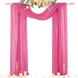 imageSocomi White Sheer Wedding Arch Draping Fabric 29quot x 20Ft 1 Panel Outdoor Curtain Drapes Extra Long for Bridal Baby Shower Ceremony Birthday Party DecorFuchsia