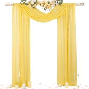 imageSocomi White Sheer Wedding Arch Draping Fabric 29quot x 20Ft 1 Panel Outdoor Curtain Drapes Extra Long for Bridal Baby Shower Ceremony Birthday Party DecorYellow