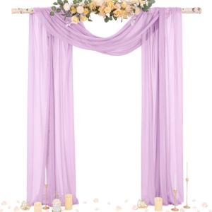 imageSocomi White Sheer Wedding Arch Draping Fabric 29quot x 20Ft 1 Panel Outdoor Curtain Drapes Extra Long for Bridal Baby Shower Ceremony Birthday Party DecorLilac Purple