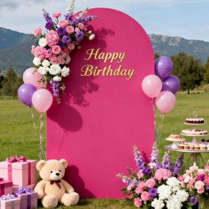 imageSocomi Champagne Wedding Arch Backdrop Cover Spandex 66FT Fitted Stretchy Chiara Arches Stand Covers for Birthday Party Bridal Baby Shower Ceremony Banquet DecorationFuchsia