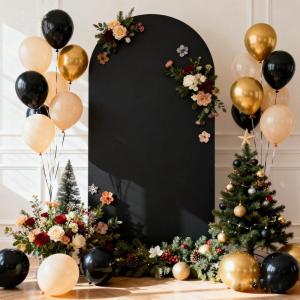 imageSocomi Champagne Wedding Arch Backdrop Cover Spandex 66FT Fitted Stretchy Chiara Arches Stand Covers for Birthday Party Bridal Baby Shower Ceremony Banquet DecorationBlack
