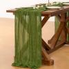 imageSocomi Beige Cheesecloth Table Runner Easter Spring Boho Rustic Gauze 120 inch 10FT Cheese Cloth Runner for Wedding Party Baby Shower Birthday Home Decor Holiday DecorationsCampsite Green